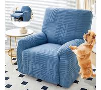 Soft Plush Recliner Covers Stretch Washable Slipcovers with Pockets for Living Room Recliners Comfortable Sofa Protector Blue A Single Size