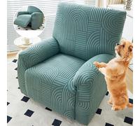 Soft Plush Recliner Covers Stretch Washable Slipcovers with Pockets for Living Room Recliners - Green B Single - Cozy & Durable Furniture Protector