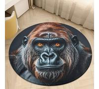 Soft Plush Round Area Rug 3' Thin 0.2" Low Pile Coral Velvet Non-Slip A Gorilla Circle Rugs Carpet Absorbent Quick-Dry Door Mat for Entryway Bathroom Living Room Bedroom Decor