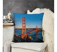 Soft Plush San Francisco Bay Bridge Couch Pillow Covers 18x18 Decorative Square Body Pillow Case with Hidden Zipper Skin-Friendly & Anti-Pilling Cushion Cover for Living Room Bedroom Sofa Patio