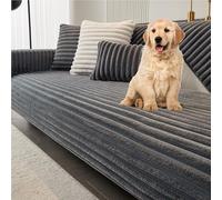 Soft Plush Sofa Cover Anti-Slip Solid Color Pet-Friendly Furniture Protector for Two-Seater Sofa & Recliner Dark Gray 70 x 150 cm