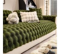 Soft Plush Sofa Cover,Couch Covers,Universal Sofa Protector,Non-slip Sofa Cover for 2,3,4 Seaters,Sofa Blankets for Seating Areas,Fluffy Faux Fur Couch Seat Cushion Covers,Green,90 * 160cm