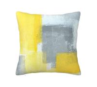 Soft Plush Throw Pillow Cover For Couch, Grey Yellow Abstract Art Painting, Square Decorative Cushion Case, Machine Washable Pillowcase With Hidden Zipper, No Pilling Pillow Sham For Home Decor