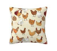 Soft Plush Throw Pillow Cover For Couch, With Double-Sided Print, Chicken, Square Decorative Cushion Case, Machine Washable Pillowcase With Hidden Zipper, No Pilling Pillow Sham For Home Decor