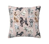 Soft Plush Throw Pillow Cover For Couch, With Double-Sided Print, Poodles Dogs, Square Decorative Cushion Case, Machine Washable Pillowcase With Hidden Zipper, No Pilling Pillow Sham For Home Decor