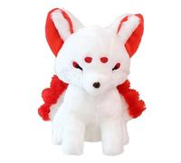 Soft Plush Toy Fox Doll - Stuffed Cartoon Nine-Tailed Spirit Fox with White and Red Design, Cute Plush Doll for Kids Room Decor, Collectible Mythical Animal Figure, 38cm