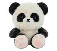 Soft Plush Toy Panda Doll - 32cm Stuffed Cartoon Animal with Cute Round Eyes and Pink Paw Details, Fluffy Black and White Plushie for Kids and Adults, Adorable Decorative Doll for Home and Play