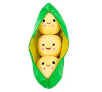 Soft Plush Toy Pea Pod Doll - Stuffed Cartoon Green Peas with Three Smiling Faces, 50cm Long Plush Cushion for Kids, Cute Vegetable Pillow for Bedroom, Sofa Decoration, and Playful Room Accent