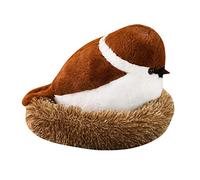 Soft Plush Toy Sparrow Doll - Stuffed Cartoon Bird with Brown and White Feathers Resting in a Cozy Nest, 40x50cm Realistic Animal Plush for Kids, Nature Learning, and Charming Home Decoration