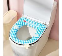 Soft Plush Winter Toilet Seat Pad with Full Enclosure Design Fits O Shaped V Shaped U Shaped Models with Waterproof PU Leather Backing (B)