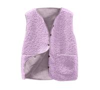 Soft Polar Fleece Gilet for Women UK - Solid Wool Quilted Sleeveless Vest, Classic Ladies Plus Size Button Down Jacket, Short Fit Velvet Waistcoat, Winter Warm Tops With Pockets