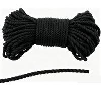 Soft Polyester Rope Cord, 10 M/33 Feet 8MM All Purpose Craft Cord Nylon Rope Natural Twisted Durable Long Ropes (black)