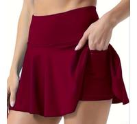 Soft Polyester Spandex Shorts Women's Breathable (Dark Red M)