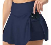 Soft Polyester Spandex Shorts Women's Breathable (Navy Blue M)