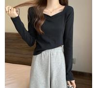 Soft Polyester V-Neck T-Shirt for Women All Season