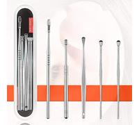 Soft Portable Beauty Tools Equipment,5Pcs Stainless Steel Spiral Spring Ear Picks Spoon Wax Removal Cleaner with Box