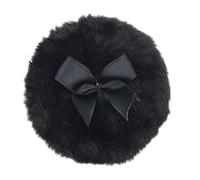 Soft Powder Puff for Babies Adults - Round Washable Body Powder Puff with Bow Reusable Beauty Tool for Face Applications 9 cm Diameter (Black, 9 x 3 cm)