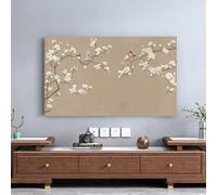 Soft Printed 32-80 Inch Indoor TV Dust Cover Universal LCD/LED Screen Protector for Curved/Flat Displays, Desktop & Wall Mount Breathable Fabric Dust-Proof Cover -flower2||49-52inch