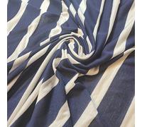 Soft Printed Cotton Jersey Stretch Knit T Shirt Baby Grow Craft Fabric Material 58" - 150 cm Wide Sold As 1 Meter Pre - Cut Lengths (Navy Cream Melange Stripe #2)