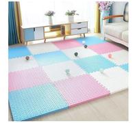 Soft Protective Foam Floor Tiles Waterproof Interlocking Puzzle Mat | 11.8" x 11.8" Durable Wear Layer, Scratch Proof Surface, Cuttable Design for Workshop, Fitness Room(Pink+Blue+White,6+6+6PCS)