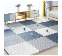 Soft Protective Foam Floor Tiles Waterproof Interlocking Puzzle Mat | 11.8" x 11.8" Durable Wear Layer, Scratch Proof Surface, Cuttable Design for Workshop, Fitness Room(Gray+Blue+White,6+6+6PCS)