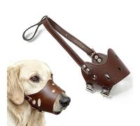 Soft PU Leather Dog Muzzles for Small Medium Large Dogs,Ajustable Breathable Dog Mouth Guard Cover to Prevent Biting Barking Chewing (Brown, 1#XS)
