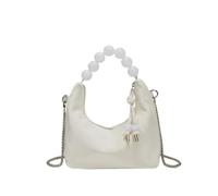 Soft PU Leather Vintage-Style Handbag, Marble-Patterned Mini Tote with Beaded Handles and Detachable Chain, Designer Women’s Crossbody Bag