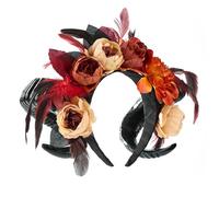 Soft Punk Headband With Dark Floral Detail Ideal For Women’s Costume Parties Themed Event And Everyday Styling Dark Floral Headpiece