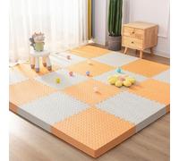 Soft Puzzle Foam Play Mat Interlocking Square Foam Patchwork Floor Mat floor Tiles 16pcs 30x30cm(Orange+white)