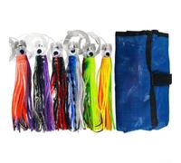 Soft Pvc For Octopus Skirt Lure 6.5 Inch Glow Design With Flash Sheet For Deep Sea Trolling Bait Ideal For Boat Fishing Targeting Tuna And Marlin(7)