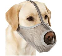 Soft PVC Mesh Face Cover for Dogs, 8.3"-9.4" Breathable Mouth Guard for Prevention of Biting Chewing Scavenging, T-Shape No Bark Mouth Cover with Reflective Strap for Small Medium Dogs