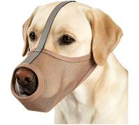 Soft PVC Mesh Face Cover for Dogs, 8.3"-9.4" Breathable Mouth Guard for Prevention of Biting Chewing Scavenging, T-Shape No Bark Mouth Cover with Reflective Strap for Small Medium Dogs