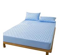 Soft Quilted Mattress Cover, Waterproof Breathable Protection with TPU Membrane, Silent Mattress Pad with Deep Pocket, Easy Care(Sky blue,90 * 200)