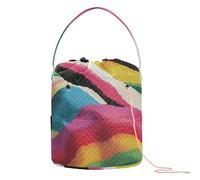 Soft Rainbow Textured Waves Crochet Bag Small Crochet Bag with Holes Travel Bag for Crochet Carrier Crochet Organizers