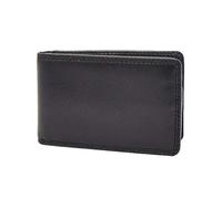 Soft Real Leather Credit Card Holder Oyster Bus Pass ID Bifold Slim Wallet AV5 (Black)