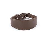 Soft Real Leather Extra Wide Padded Tapered Dog Collar Glossy Brown Black Greyhound Deerhound Lurcher Whippet Dachshund(Coffee,S 4cm (neck 25-30cm))