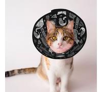 Soft Recovery Cat Cone Collar Vintage Skull Dangerous Magical Game Magic Spirit Board Sun Moon Cat Black, Adjustable Dog Cat Cone for Cats, Puppy, and Small Dogs, Comfortable and Protective Design
