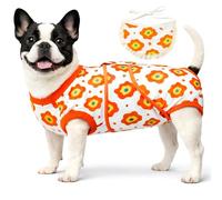 Soft Recovery Suit for Female/Male Dog Cat After Spay/Neuter Surgery, Bandana Set Included, E-Collar Cone Alternative Anti Licking Abdominal Wounds, Small Dogs Full Body Onesie, Pet Onesies Bodysuit