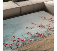 Soft Red Plum Flower Winter Theme Area Rug NonSlip Thin Carpet for Living Room Bedroom and Entrance Washable 200x300cmStylish Home Décor.