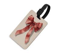 Soft Red Satin Ribbon Tied Large Bow Luggage Tag Travel Bag Suitcase Baggage Name Tags