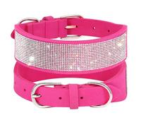 Soft Rhinestone Dog Collar， Bling Crystal Pet Suede Diamond Dog Collars ，Adjustable For Small Medium Large Dogs(8,2)