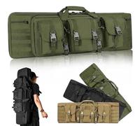 Soft Rifle Case, Tactical Double Long Gun Bag, Lockable Pistol Shooting Range Backpack for Shooting Hunting Storage Transportation(Green,42in/108cm)
