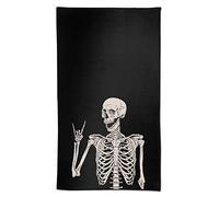 Soft Rock and Roll Skeleton Skull Boho Hippie Hand Towels 27.5x15.7 in Thin Bathroom Towel, Small Bath Cloth Decor Gifts Multipurpose for Bathroom Kitchen Gym Yoga