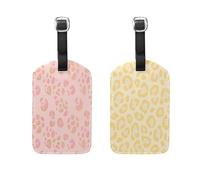 Soft Rose Gold Leopard Fur Print Soft Yellow Leopard Print 2 Pcs Luggage Tags Personalized Handbag Tag Labels for Backpack