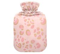 Soft Rose Gold Leopard Fur Print Travel hot Water Bottle with Soft Cover, 2L Warm Water Bottle for Bed for ( Scenario), (Scenario), Bolsa para agua Caliente para Dolor