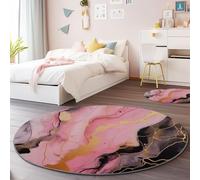 Soft Round Area Rugs for Living Room 150 cm, Abstract Alcohol Ink Marble Low Pile Flannel Round Carpet - Pink Non-Slip Washable Rugs for Aldult Kids Room Bedroom Decor