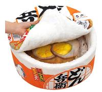Soft Round Cat Pet Nest Bed - Instant Noodle Shape Non Slip House | Cozy Washable Winter Sleeping Spot Small Dogs Cats, Warm Plush Cushion Nesting Bed for Indoor Comfort Resting Time Use