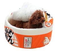 Soft Round Cat Pet Nest Bed - Instant Noodle Shape Non Slip House | Cozy Washable Winter Sleeping Spot Small Dogs Cats, Warm Plush Cushion Nesting Bed for Indoor Comfort Resting Time Use