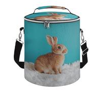 Soft Round Cooler Bags,A Brown Rabbitprinted 15L Collapsible Portable Leakproof Insulated Picnic Cooler Bag for Camping Beach,Outdoor, Trip