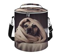 Soft Round Cooler Bags,Dog in A Blanketprinted 15L Collapsible Portable Leakproof Insulated Picnic Cooler Bag for Camping Beach,Outdoor, Trip